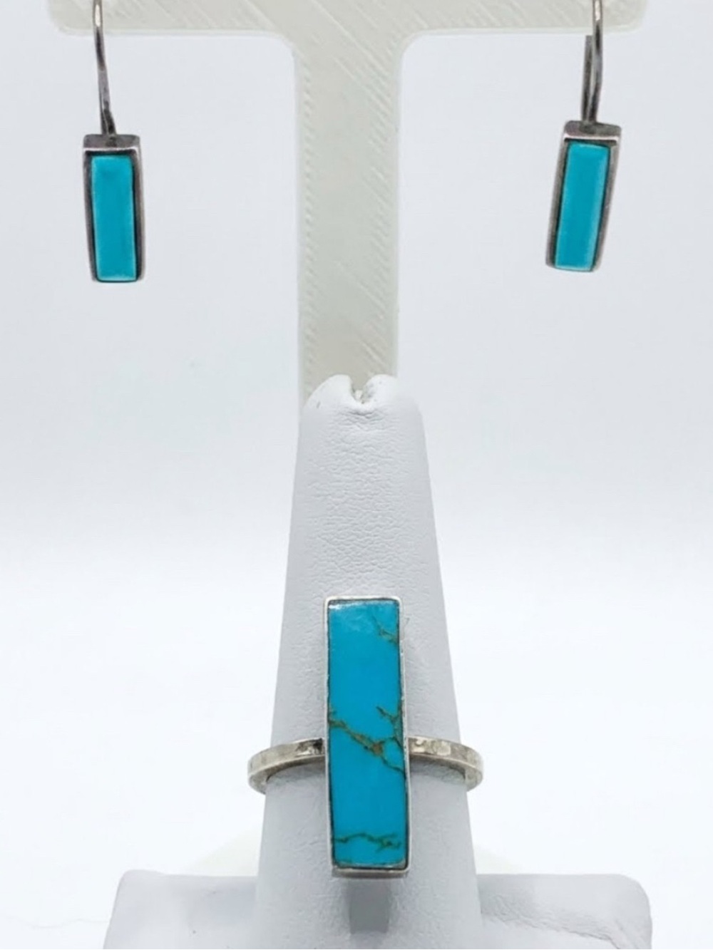 Vintage Mexico .925 Sterling Silver & Turquoise Jewelry Set (Earrings & Ring)